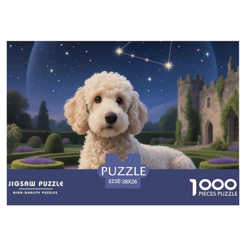 Poodle Puzzle 1000-teilige Schwer Puzzle Spielzeug Pädagogisches Spiel Impossible Haustier Hund Herausforderungsspielzeug Für Erwachsene Und Kinder Ab 12 Jahren 38x26cm/1000pcs von OWBASKPOZ