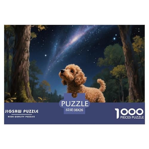 Poodle Puzzle 1000-teilige Schwer Puzzle Spielzeug Pädagogisches Spiel Impossible Haustier Hund Herausforderungsspielzeug Für Erwachsene Und Kinder Ab 14 Jahren 38x26cm/1000pcs von OWBASKPOZ