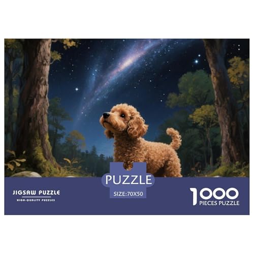 Poodle Puzzle 1000-teilige Schwer Puzzle Spielzeug Pädagogisches Spiel Impossible Haustier Hund Herausforderungsspielzeug Für Erwachsene Und Kinder Ab 14 Jahren 70x50cm/1000pcs von OWBASKPOZ
