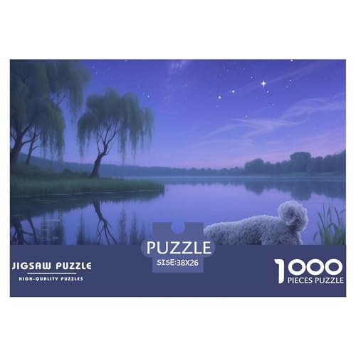 Poodle Puzzles 1000 Teile Schwer Puzzle Spielzeug Lernspiel Impossible Haustier Hund Herausforderungsspielzeug Für Erwachsene Kinder 38x26cm/1000pcs von OWBASKPOZ