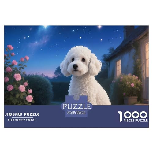 Poodle Puzzles 1000 Teile Schwer Puzzle Spielzeug Lernspiel Impossible Haustier Hund Herausforderungsspielzeug Für Erwachsene Kinder 38x26cm/1000pcs von OWBASKPOZ