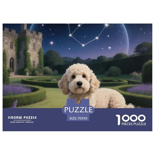 Poodle Puzzles 1000 Teile Schwer Puzzle Spielzeug Pädagogisches Spiel Impossible Haustier Hund Herausforderung Spielzeug Für Erwachsene Und Kinder in Bewährter 70x50cm/1000pcs von OWBASKPOZ