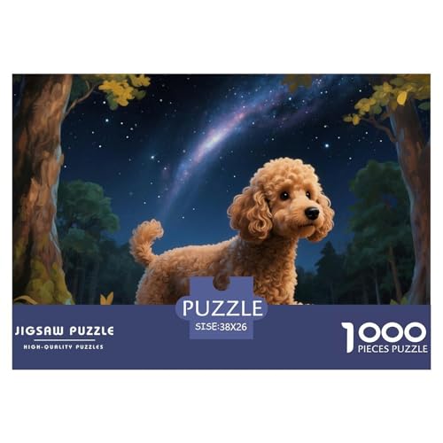 Poodle Puzzles 1000 Teile Schwer Puzzle Spielzeug Pädagogisches Spiel Impossible Haustier Hund Herausforderungsspielzeug Für Erwachsene Kinder 38x26cm/1000pcs von OWBASKPOZ