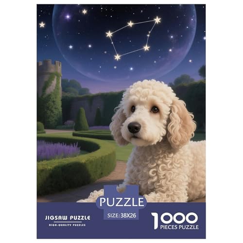 Poodle Puzzles 1000 Teile Schwer Puzzle Spielzeug Pädagogisches Spiel Impossible Haustier Hund Herausforderungsspielzeug Für Erwachsene Und Kinder Ab 14 Jahren 38x26cm/1000pcs von OWBASKPOZ