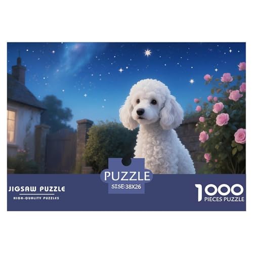 Poodle Puzzles 1000-teilige Schwer Puzzle Spielzeug Lernspiel Impossible Haustier Hund Herausforderungsspielzeug Für Erwachsene Kinder 38x26cm/1000pcs von OWBASKPOZ
