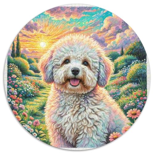 Rundes Puzzle Rund,Puzzles 1000 Teile Haustier Hundfür Kreative Erwachsene Und KinderPuzzl Stressfreisetzung Spielzeug1000pcs (67.5x67.5cm) von OWBASKPOZ