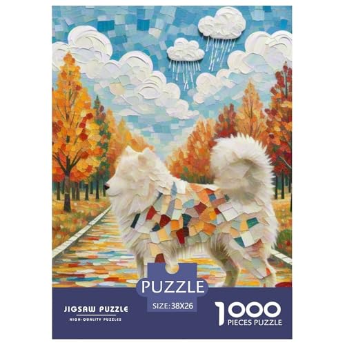 Samoje Puzzle 1000 Teile Schwer Puzzle Spielzeug Lernspiel Impossible Haustier Hund Herausforderung Spielzeug Für Erwachsene Kinder 38x26cm/1000pcs von OWBASKPOZ