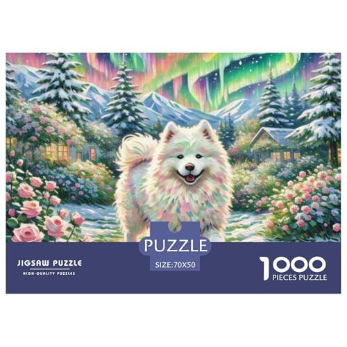 Samoje Puzzle 1000 Teile Schwer Puzzle Spielzeug Lernspiel Impossible Haustier Hund Herausforderung Spielzeug Für Erwachsene Kinder 70x50cm/1000pcs von OWBASKPOZ