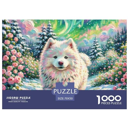 Samoje Puzzle 1000 Teile Schwer Puzzle Spielzeug Lernspiel Impossible Haustier Hund Herausforderung Spielzeug Für Erwachsene Kinder 70x50cm/1000pcs von OWBASKPOZ