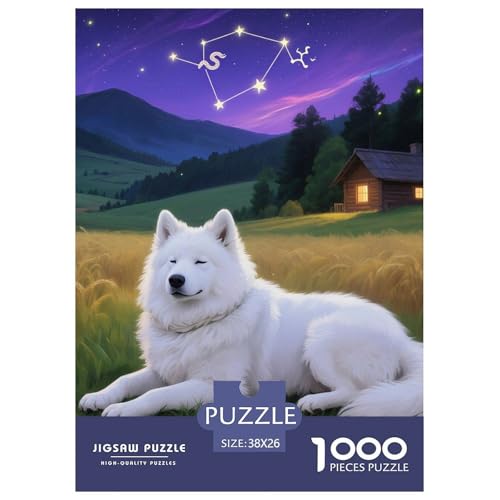 Samoje Puzzle 1000 Teile Schwer Puzzle Spielzeug Lernspiel Impossible Haustier Hund Herausforderung Spielzeug Für Erwachsene Und Kinder in Bewährter 38x26cm/1000pcs von OWBASKPOZ