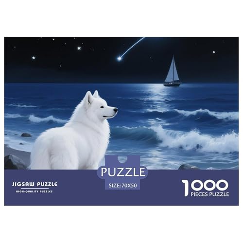 Samoje Puzzle 1000 Teile Schwer Puzzle Spielzeug Lernspiel Impossible Haustier Hund Herausforderung Spielzeug Für Erwachsene Und Kinder in Bewährter 70x50cm/1000pcs von OWBASKPOZ
