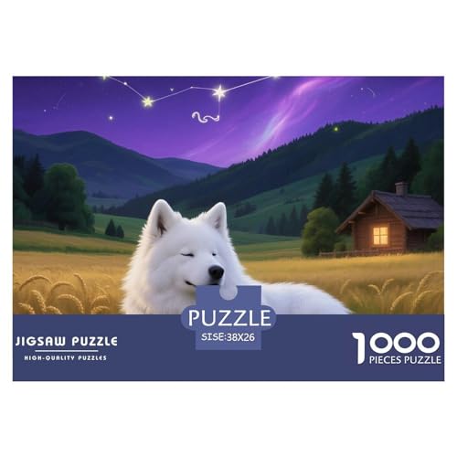 Samoje Puzzle 1000 Teile Schwer Puzzle Spielzeug Pädagogisches Spiel Impossible Haustier Hund Herausforderung Spielzeug Für Erwachsene Und Kinder Ab 14 Jahren 38x26cm/1000pcs von OWBASKPOZ