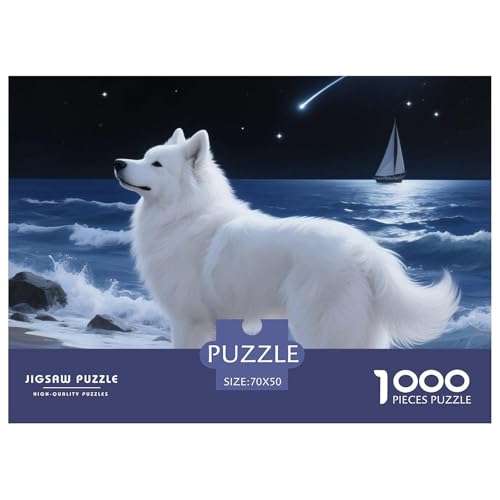 Samoje Puzzle 1000 Teile Schwer Puzzle Spielzeug Pädagogisches Spiel Impossible Haustier Hund Herausforderung Spielzeug Für Erwachsene Und Kinder in Bewährter 70x50cm/1000pcs von OWBASKPOZ
