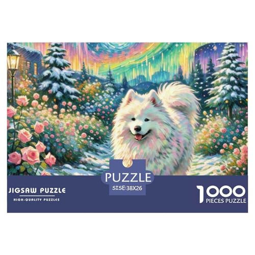 Samoje Puzzle 1000-teilige Schwer Puzzle Spielzeug Lernspiel Impossible Haustier Hund Herausforderung Spielzeug Für Erwachsene Kinder 38x26cm/1000pcs von OWBASKPOZ