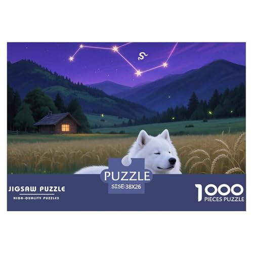 Samoje Puzzle 1000-teilige Schwer Puzzle Spielzeug Lernspiel Impossible Haustier Hund Herausforderung Spielzeug Für Erwachsene Und Kinder Ab 12 Jahren 38x26cm/1000pcs von OWBASKPOZ