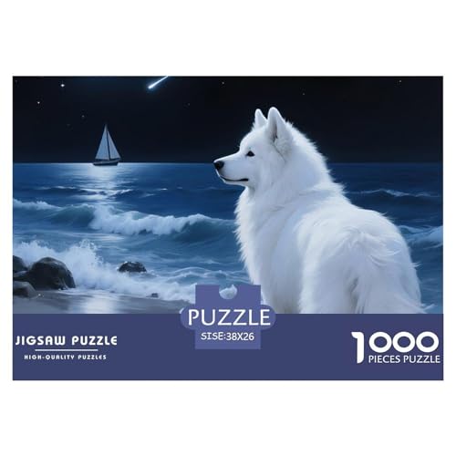 Samoje Puzzle 1000-teilige Schwer Puzzle Spielzeug Lernspiel Impossible Haustier Hund Herausforderung Spielzeug Für Erwachsene Und Kinder in Bewährter 38x26cm/1000pcs von OWBASKPOZ