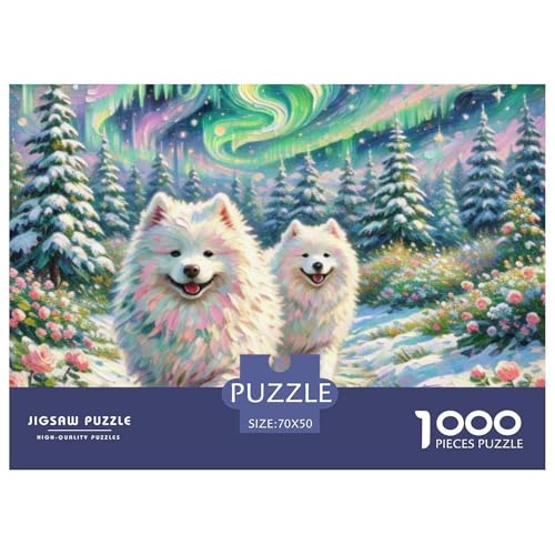 Samoje Puzzle 1000-teilige Schwer Puzzle Spielzeug Lernspiel Impossible Haustier Hund Herausforderung Spielzeug Für Erwachsene Und Kinder in Bewährter 70x50cm/1000pcs von OWBASKPOZ