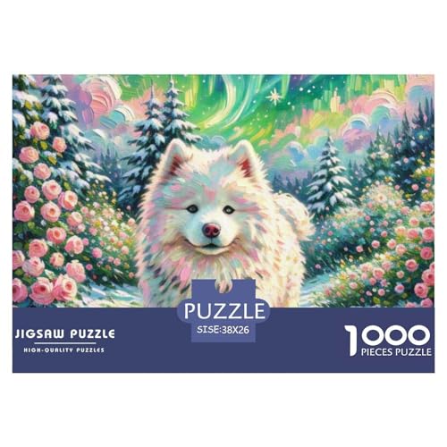 Samoje Puzzle 1000-teilige Schwer Puzzle Spielzeug Lernspiel Impossible Haustier Hund Herausforderungsspielzeug Für Erwachsene Kinder 38x26cm/1000pcs von OWBASKPOZ