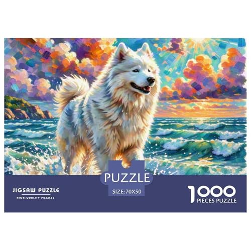 Samoje Puzzle 1000-teilige Schwer Puzzle Spielzeug Lernspiel Impossible Haustier Hund Herausforderungsspielzeug Für Erwachsene Kinder 70x50cm/1000pcs von OWBASKPOZ
