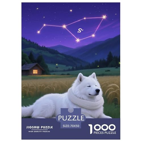 Samoje Puzzle 1000-teilige Schwer Puzzle Spielzeug Lernspiel Impossible Haustier Hund Herausforderungsspielzeug Für Erwachsene Kinder 70x50cm/1000pcs von OWBASKPOZ