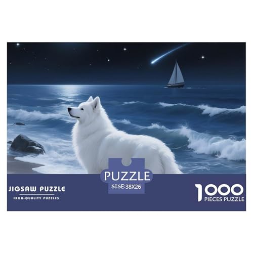 Samoje Puzzle 1000-teilige Schwer Puzzle Spielzeug Pädagogisches Spiel Impossible Haustier Hund Herausforderung Spielzeug Für Erwachsene Und Kinder Ab 12 Jahren 38x26cm/1000pcs von OWBASKPOZ