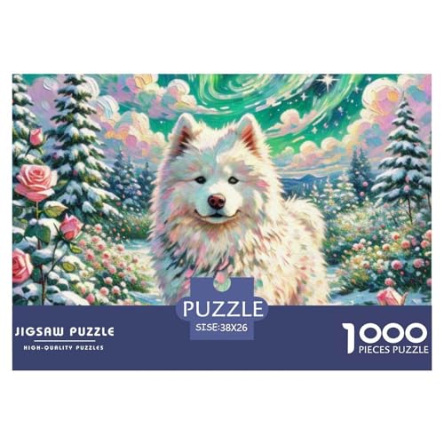 Samoje Puzzle 1000-teilige Schwer Puzzle Spielzeug Pädagogisches Spiel Impossible Haustier Hund Herausforderung Spielzeug Für Erwachsene Und Kinder Ab 12 Jahren 38x26cm/1000pcs von OWBASKPOZ