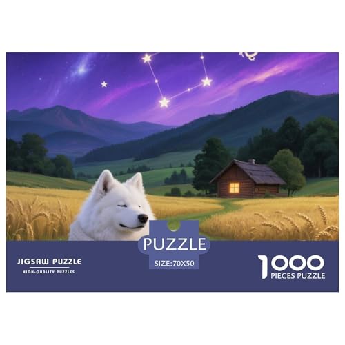 Samoje Puzzle 1000-teilige Schwer Puzzle Spielzeug Pädagogisches Spiel Impossible Haustier Hund Herausforderung Spielzeug Für Erwachsene Und Kinder Ab 12 Jahren 70x50cm/1000pcs von OWBASKPOZ