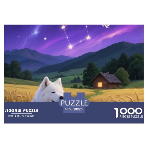 Samoje Puzzle 1000-teilige Schwer Puzzle Spielzeug Pädagogisches Spiel Impossible Haustier Hund Herausforderung Spielzeug Für Erwachsene Und Kinder in Bewährter 38x26cm/1000pcs von OWBASKPOZ