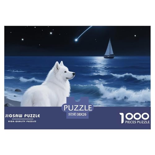 Samoje Puzzle 1000-teilige Schwer Puzzle Spielzeug Pädagogisches Spiel Impossible Haustier Hund Herausforderung Spielzeug Für Erwachsene Und Kinder in Bewährter 38x26cm/1000pcs von OWBASKPOZ