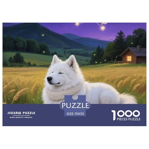 Samoje Puzzle 1000-teilige Schwer Puzzle Spielzeug Pädagogisches Spiel Impossible Haustier Hund Herausforderungsspielzeug Für Erwachsene Kinder 70x50cm/1000pcs von OWBASKPOZ