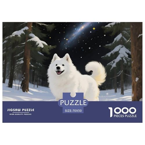 Samoje Puzzle 1000-teilige Schwer Puzzle Spielzeug Pädagogisches Spiel Impossible Haustier Hund Herausforderungsspielzeug Für Erwachsene Kinder 70x50cm/1000pcs von OWBASKPOZ