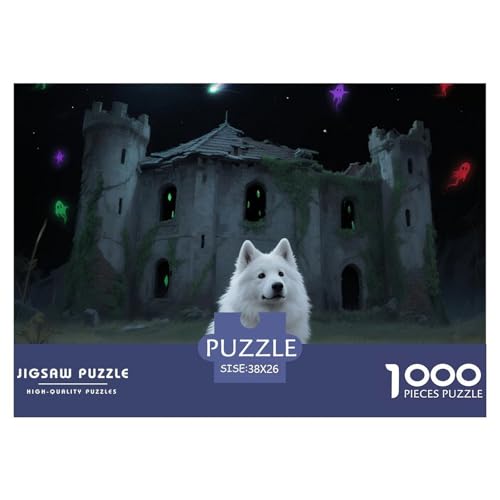 Samoje Puzzles 1000 Teile Schwer Puzzle Spielzeug Lernspiel Impossible Haustier Hund Herausforderung Spielzeug Für Erwachsene Kinder 38x26cm/1000pcs von OWBASKPOZ