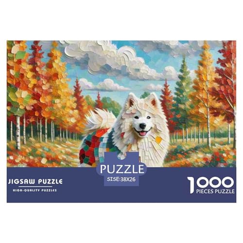 Samoje Puzzles 1000 Teile Schwer Puzzle Spielzeug Lernspiel Impossible Haustier Hund Herausforderung Spielzeug Für Erwachsene Kinder 38x26cm/1000pcs von OWBASKPOZ