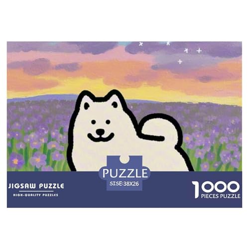 Samoje Puzzles 1000 Teile Schwer Puzzle Spielzeug Lernspiel Impossible Haustier Hund Herausforderung Spielzeug Für Erwachsene Und Kinder in Bewährter 38x26cm/1000pcs von OWBASKPOZ