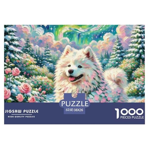 Samoje Puzzles 1000 Teile Schwer Puzzle Spielzeug Lernspiel Impossible Haustier Hund Herausforderung Spielzeug Für Erwachsene Und Kinder in Bewährter 38x26cm/1000pcs von OWBASKPOZ