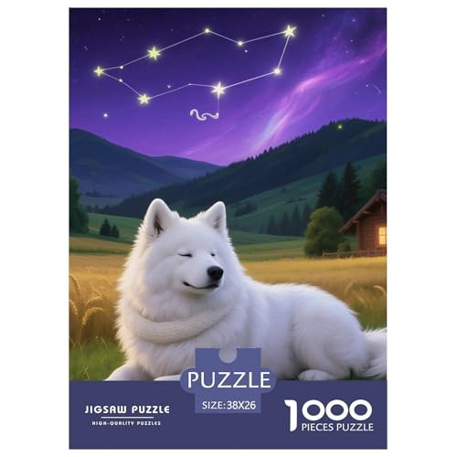 Samoje Puzzles 1000 Teile Schwer Puzzle Spielzeug Pädagogisches Spiel Impossible Haustier Hund Herausforderung Spielzeug Für Erwachsene Und Kinder Ab 12 Jahren 38x26cm/1000pcs von OWBASKPOZ