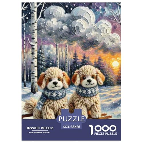 Schlittenhunde Puzzle 1000 Teile Schwer Puzzle Spielzeug Lernspiel Impossible Haustierhund Herausforderung Spielzeug Für Erwachsene Kinder 38x26cm/1000pcs von OWBASKPOZ
