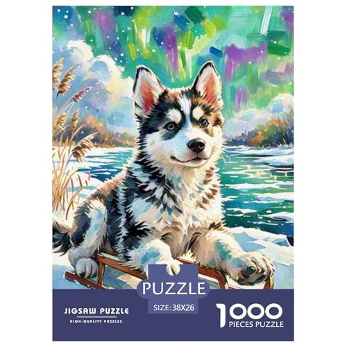Schlittenhunde Puzzle 1000-teilige Schwer Puzzle Spielzeug Lernspiel Impossible Haustierhund Herausforderung Spielzeug Für Erwachsene Kinder 38x26cm/1000pcs von OWBASKPOZ
