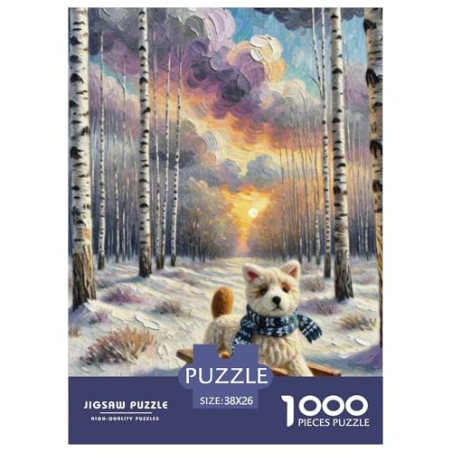 Schlittenhunde Puzzle 1000-teilige Schwer Puzzle Spielzeug Lernspiel Impossible Haustierhund Herausforderungsspielzeug Für Erwachsene Und Kinder Ab 12 Jahren 38x26cm/1000pcs von OWBASKPOZ