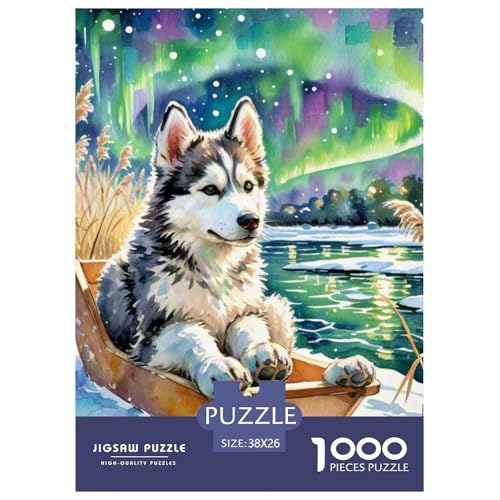 Schlittenhunde Puzzle 1000-teilige Schwer Puzzle Spielzeug Pädagogisches Spiel Impossible Haustierhund Herausforderung Spielzeug Für Erwachsene Und Kinder in Bewährter 38x26cm/1000pcs von OWBASKPOZ