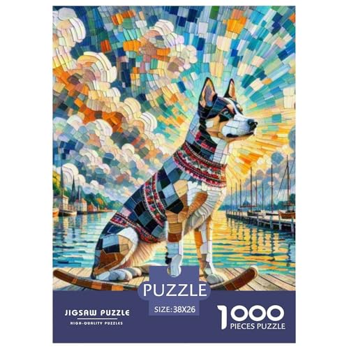 Schlittenhunde Puzzles 1000-teilige Schwer Puzzle Spielzeug Lernspiel Impossible Haustierhund Herausforderungsspielzeug Für Erwachsene Kinder 38x26cm/1000pcs von OWBASKPOZ