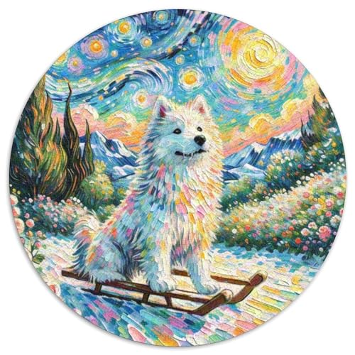 Schlittenhunde1000 Teile Für Erwachsene Und Kinder RundesHaustier Hund Puzzles-Geschenk Puzzles Puzzel Game Geschenk1000pcs (67.5x67.5cm) von OWBASKPOZ