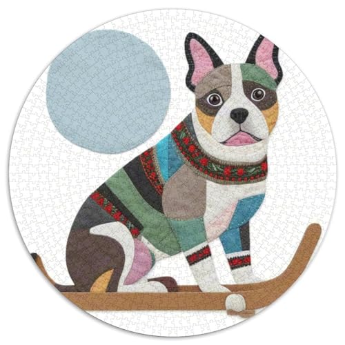 Schlittenhunde1000 TeilePuzzle Für Erwachsene Und Kinder Rundes Puzzles Haustier HundPuzzel Game Geschenk1000pcs (67.5x67.5cm) von OWBASKPOZ