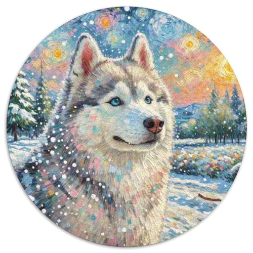 Schlittenhunde1000 TeilePuzzle Für Erwachsene Und Kinder - Rundes PuzzlesPuzzelHaustier Hund Game Geschenk1000pcs (67.5x67.5cm) von OWBASKPOZ