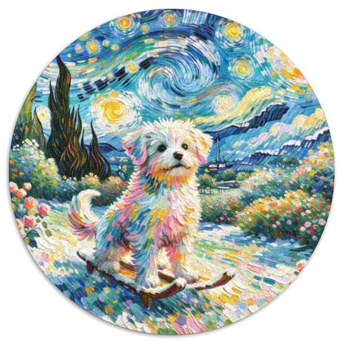 SchlittenhundePuzzle 1000 Teile Erwachsene Und Kinder Haustier HundPuzzles-Geschenk RundesRätsel Puzzel Game1000pcs (67.5x67.5cm) von OWBASKPOZ