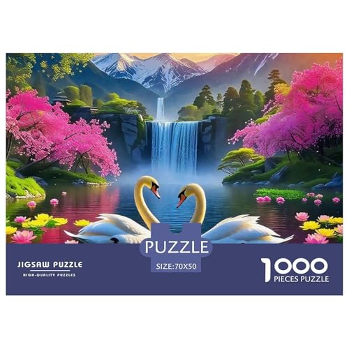 Schwan Puzzle 1000-teilige Schwer Puzzle Spielzeug Pädagogisches Spiel Impossible Herausforderung Spielzeug Für Erwachsene Und Kinder Ab 12 Jahren 70x50cm/1000pcs von OWBASKPOZ
