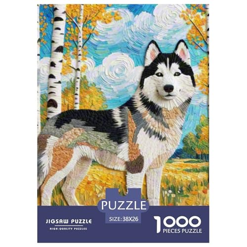 Sibirischer Husky Puzzle 1000 Teile Schwer Puzzle Spielzeug Lernspiel Impossible Haustier Hund Herausforderung Spielzeug Für Erwachsene Kinder 38x26cm/1000pcs von OWBASKPOZ