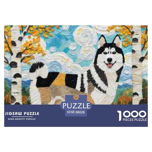 Sibirischer Husky Puzzle 1000 Teile Schwer Puzzle Spielzeug Lernspiel Impossible Haustier Hund Herausforderung Spielzeug Für Erwachsene Und Kinder Ab 12 Jahren 38x26cm/1000pcs von OWBASKPOZ
