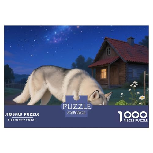 Sibirischer Husky Puzzle 1000 Teile Schwer Puzzle Spielzeug Lernspiel Impossible Haustier Hund Herausforderung Spielzeug Für Erwachsene Und Kinder Ab 14 Jahren 38x26cm/1000pcs von OWBASKPOZ