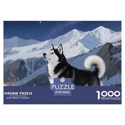 Sibirischer Husky Puzzle 1000 Teile Schwer Puzzle Spielzeug Lernspiel Impossible Haustier Hund Herausforderung Spielzeug Für Erwachsene Und Kinder Ab 14 Jahren 38x26cm/1000pcs von OWBASKPOZ